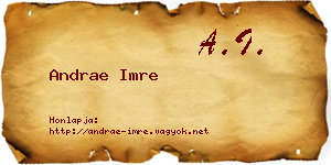 Andrae Imre névjegykártya